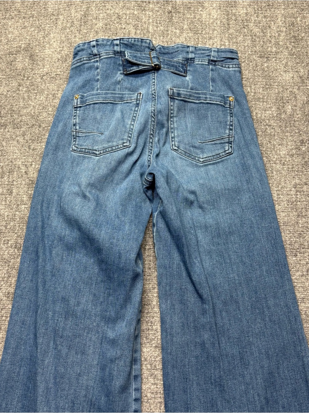 Pilcro Anthropologie Jeans Womens 26 Blue Wide Leg Cinch Buckle Back Denim - Picture 14 of 16